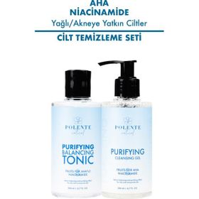 Polente Natural Yağlı ve Akneye Yatkın Ciltler AHA ve Niacinamide Arındırıcı Cilt Temizleme Seti