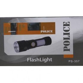 Police PS-357 Zoom Yan Aydınlatma Işıklı Magnetli ve Kırmızı Mavi İkaz Işıklı Şarjlı El Feneri
