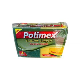 Polimex 4,5x9x12 cm 4 Adetlik Paket Endüstriyel Büyük Boy Oluklu Bulaşık Süngeri