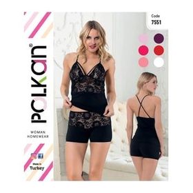 Polkan 7551 Kadın Dantelli Şortlu Takım
