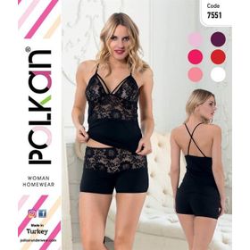 Polkan 7551 Kadın Dantelli Şortlu Takım