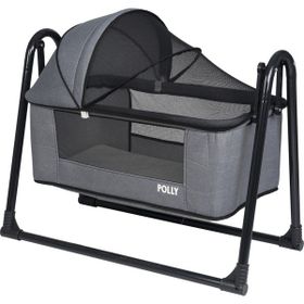 POLLY BABY Keten Fileli Silinebilir Portatif Sallanır Anne Yanı Füme Hamak Beşik