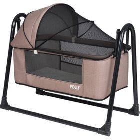 POLLY BABY Keten Fileli Silinebilir Portatif Sallanır Anne Yanı Kahverengi Hamak Beşik