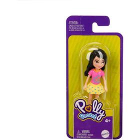 Polly Pocket FWY19 Polly ve Arkadaşları Siyah Saçlı Kalpli Sarı Etek Bebek Figür