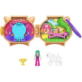 Polly Pocket GYV99 - Kahverengi At Sevimli Hayvanlar Kompakt Oyun Seti
