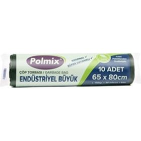 Polmix 65x80 cm Büyük Boy Siyah Çöp Torbası (20 adet)
