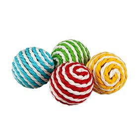 Polo 4.5 cm İp Kaplama Çizgili Top Kedi Oyuncağı