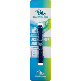 Polo Zilli Halkalı Kadife Lacivert Kedi Boyun Tasması