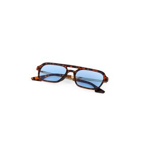 Polo55 PL23EG554 Leopard Çerçeve Mavi Lens Retro Tasarım Pilot Model Erkek Güneş Gözlüğü