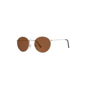 Polo55 PL23KG063 Polarize Round Metal Gümüş-Kahverengi Yuvarlak Kadın Güneş Gözlüğü