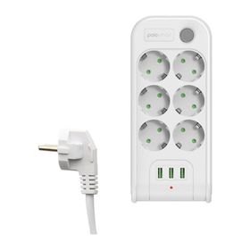 PoloSmart 6'lı 2 m MP10 Termal Akım Korumalı Uzatma Kablosu