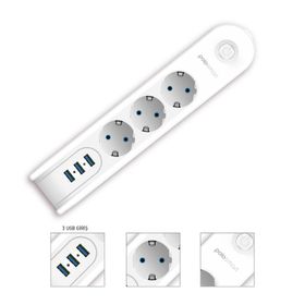 Polosmart MP09 2 m Beyaz Termal Akım Korumalı Uzatma Kablosu