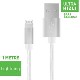 PoloSmart PSM06 Beyaz 1 mt Lightning Hızlı Şarj Kablosu