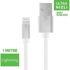 PoloSmart PSM06 Beyaz 1 mt Lightning Hızlı Şarj Kablosu