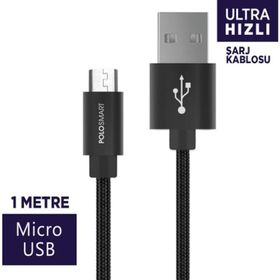 PoloSmart PSM07 1 Metre Siyah Lightning Hızlı Şarj Kablosu