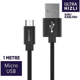 PoloSmart PSM07 1 Metre Siyah Lightning Hızlı Şarj Kablosu