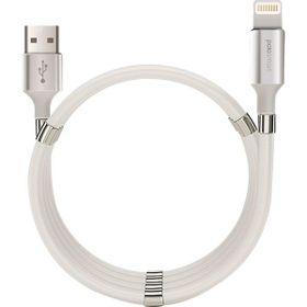 PoloSmart PSM66 Beyaz 1 mt Mıknatıslı Sarmal Şarj ve Data Kablosu