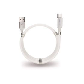 PoloSmart PSM67 Beyaz 1 mt Type C Mıknatıslı Sarmal Şarj Ve Data Kablosu