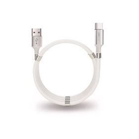 PoloSmart PSM67 Beyaz 1 mt Type C Mıknatıslı Sarmal Şarj Ve Data Kablosu