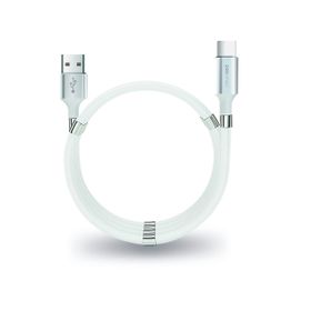 PoloSmart PSM67 Beyaz 1 mt Type C Mıknatıslı Sarmal Şarj Ve Data Kablosu