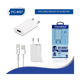 Polygold PG-8713 1.5 mt 2.1 A iPhone USB Ev Tipi Şarj Aleti
