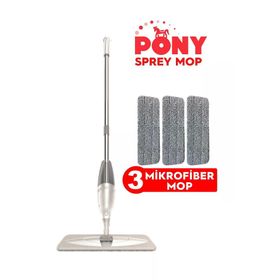 Pony 3'lü Krem Sprey Mikrofiber Mop