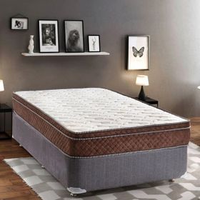 Pooly 70X180 Coffee Bamboo Yaylı Yatak Ortopedık Pedlı Bamboo Yatak