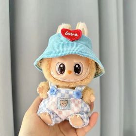 Pop Mart Mavi Damalı 17 cm Peluş Labubu Oyuncak Bebek