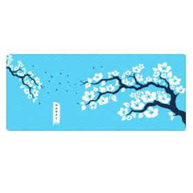 PORGE Gamer Turkuaz Kiraz Çiçeği 90x40 XXL Büyük Oyuncu Mouse Pad