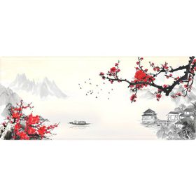 PORGE Kırmızı Çiçekli 70x30 XL Büyük Oyuncu Mouse Pad