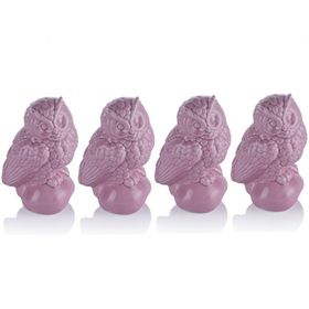 Porio 4'lü Pembe 13 cm Baykuşlu Biblo