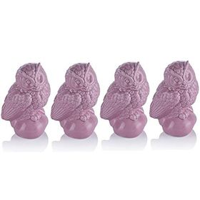 Porio 4'lü Pembe 13 cm Baykuşlu Biblo