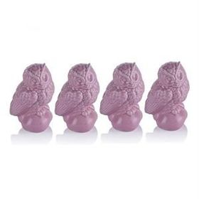 Porio 4'lü Pembe 13 cm Baykuşlu Biblo