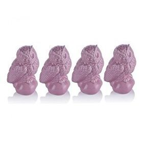Porio 4'lü Pembe 13 cm Baykuşlu Biblo