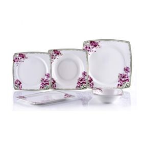Porio Carino 74 Parça Bonechina Kare 24 Servisli Yemek Takımı