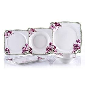 Porio Carino 74 Parça Bonechina Kare 24 Servisli Yemek Takımı