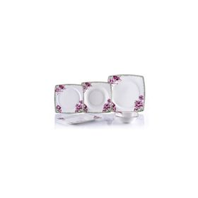 Porio Carino 74 Parça Bonechina Kare 24 Servisli Yemek Takımı
