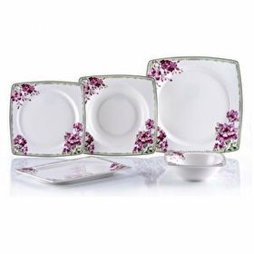 Porio Carino 74 Parça Bonechina Kare 24 Servisli Yemek Takımı