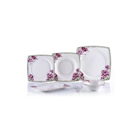 Porio Carino 74 Parça Bonechina Kare 24 Servisli Yemek Takımı