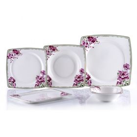 Porio Carino 74 Parça Bonechina Kare 24 Servisli Yemek Takımı