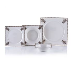 Porio Grazie 74 Parça Bonechina Kare Ara Servisli Yemek Takımı