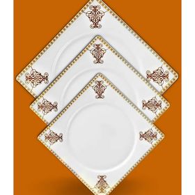 Porio Grazie 74 Parça Bonechina Kare Ara Servisli Yemek Takımı