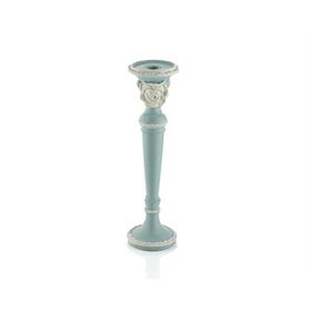 Porio PR30-1104 Mavi-Beyaz 31x10 cm Güllü Küçük Boy Mumluk