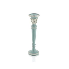Porio PR30-1104 Mavi-Beyaz 31x10 cm Güllü Küçük Boy Mumluk