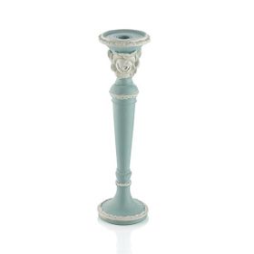 Porio PR30-1104 Mavi-Beyaz 31x10 cm Güllü Küçük Boy Mumluk