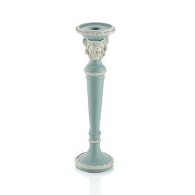 Porio PR30-1104 Mavi-Beyaz 31x10 cm Güllü Küçük Boy Mumluk