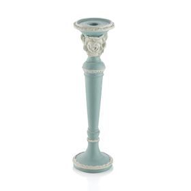 Porio PR30-1104 Mavi-Beyaz 31x10 cm Güllü Küçük Boy Mumluk