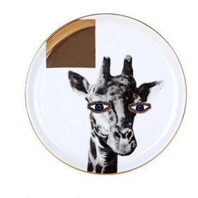 Porland 04ALM005130 20 cm Wild Life Giraffe Düz Tabak