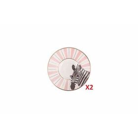 Porland 04ALM007474 Wild Life Zebra 11 cm 2'li Çay Tabağı