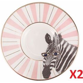 Porland 04ALM007474 Wild Life Zebra 11 cm 2'li Çay Tabağı